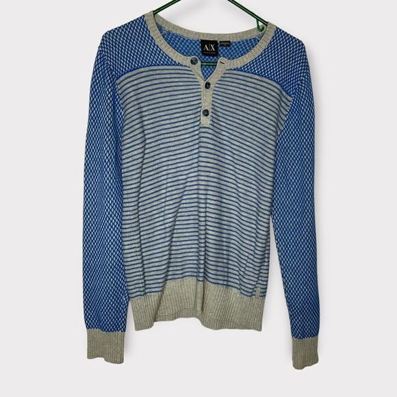 ARMANI EXCHANGE Pull-on Crew Neck Knit Blue Gray Sweater Men's Size Medium. - Picture 2 of 9